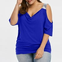 Fetternal Ženske majice-plus size bluze, široke Ležerne košulje kratkih rukava s ramena, bluze s gornjim dijelom,