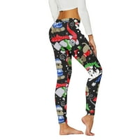 Rasprodaja A-liste Ženska odjeća Ženske božićne rastezljive hlače s printom za trčanje tajice za vježbanje joga