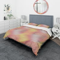 DesignArt 'Žuti i ružičasti prugasti uzorak' Modern i suvremeni set pokrivača