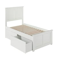 Madison Twin Wood Platform krevet s odgovarajućim lopaticama i ladicama za odlaganje u bijeloj boji