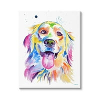 Stil akvarela sretno pseće lice životinje i insekti Galerija grafičke umjetnosti omotano platno ispis zidne umjetnosti