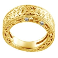Zaručnički prsten ugraviran u bijelom prirodnom dijamantu od žutog zlata od 14 karata