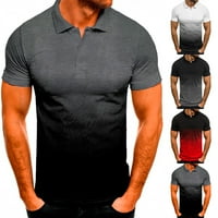 Muškarci gumb gradijent gradijenta ležerne vitke majice majice kratkih rukava TEE Top Grey XL