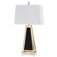 Stolna svjetiljka u obliku trapeza s umetkom od prozirnog akrila-zlatna završna obrada - bijeli abažur
