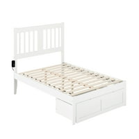 Bračni krevet u bijeloj boji s ladicom za noge i punjačem u bijeloj boji