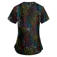 Ženske bluze bluze žene plus kratki rukavi povremeni grafički otisci košulje s V-izrezom ljetni vrhovi multi-boje