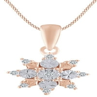 Božićna rasprodaja ogrlica od bijelog prirodnog dijamanta okruglog reza od punog ružičastog zlata od 10 karata