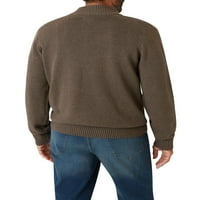 Muški pamučni džemper s okruglim vratom s teksturiranim četvrtastim patentnim zatvaračem-veličine od inča do 4