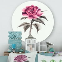 DesignArt 'Drevni cvijet ružičaste ruže' Tradicionalni krug metal metal zid - disk od 11