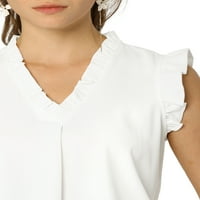 Jedinstvene povoljne ponude ženske ruffled v vrat bez rukava, ljetni vrhovi košulje