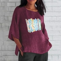 amidoa žene casual majica uskrsni tiskani okrugli vrat kratki rukavi pulover bluza vrhova ljetna modna odjeća