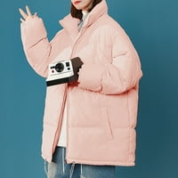 Ženski jednobojni kaputi jakne topli elegantni kaput s patentnim zatvaračem mekani džepni kaput s patentnim zatvaračem