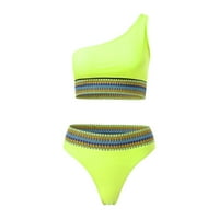 Novi dvodijelni kupaći kostim u donjem rublju, Ženski bikini s printom, kupaći kostim s jednim ramenom u kontrastnoj