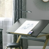LED stolna svjetiljka za uredsku Umjetnost, šivanje ili rukotvorine s punjačem u crnoj boji