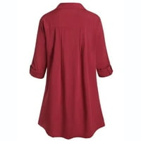 Floleo ženske vrhove košulje za klirens dugih rukava dame velike veličine gumb čipka odbijena košulja s ovratnikom