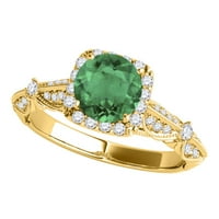 Prstenovi za žene 1. Karatni dijamantni i smaragdni prsten, 14-karatni zubac od žutog zlata