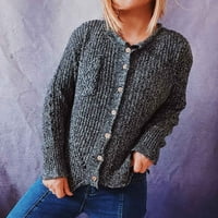 Ženski džemper s dugim rukavima modni pleteni pulover s okruglim vratom s gumbima labavog kroja mekani udobni