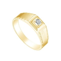 Muški zaručnički prsten od 14k bijelog prirodnog dijamanta od žutog zlata, veličina prstena-8,5