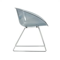Prozirna polukružna bočna stolica, set od 2 prozirne plastične stolice za blagovanje, izdržljivo moderno plastično