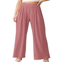 Capreze Ladies Palazzo hlača visokog struka dna široke noge duge hlače ležaljke elastične ružičaste 2xl
