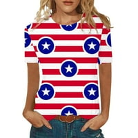 Majice plus veličine za žene, ljetne modne majice kratkih rukava s printom Dana neovisnosti, labava majica od