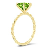 2,0 karatni zeleni prirodni Peridot u obliku srca ugraviran u žuto zlato 18k Izjava o godišnjici zaruka vjenčani