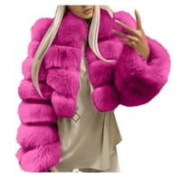 Idoravan Zimski kaputi za žene plus klirens za žene plus veličina fau kaput topla krznena fau kratka jakna duga