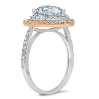 2. Dijamant u obliku kruške s imitacijom plavog dijamanta od bijelog ružičastog zlata 14k s umetcima prsten od