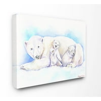 Stupell Industries Polarni medvjed obiteljska slika plave akvarel Slikanje super platna zidna umjetnost George