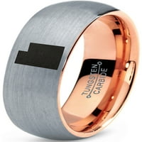 18k ružičasti zlatni prsten od volframovog prstena za muškarce i žene, brušeno sivo polirano