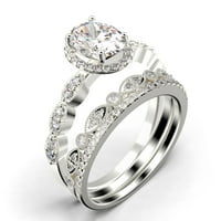 Art Deco 2. Carat Oval Cut Diamond Moissanite klasični zaručnički prsten, Halo vjenčani prsten u 10k čvrsto bijelo