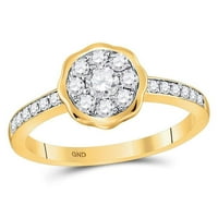 Prsten od cvjetnog grozda od 14k žutog zlata s okruglim dijamantom