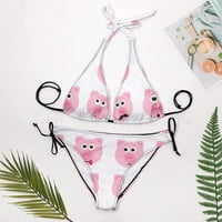 Svinjski osmijeh lica žena Halter String Triangle Bikini Postavlja se dva seksi kupaći kostini kupaći kostima