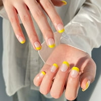 Nježno žuti lažni minimalistički noktilni lažni lažni nokat za žene i djevojke ljepilo