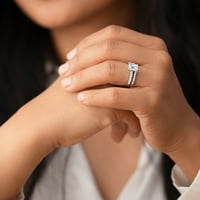 CT moissanit smaragdni izrezani zaručnički prsten vjenčani bend Bridal Set u sterlingu srebra