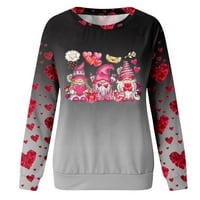 + Ženska majica za Valentinovo sa smiješnim slatkim Gnom uzorkom, udoban mekani pulover, ležerni opušteni blagdanski