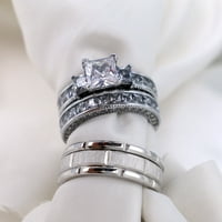 Odgovarajući prsten 2-karatni prsten od bijelog zlata 2-karatni setovi ženskih vjenčanih prstenova ženski prsten