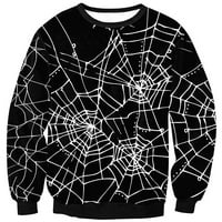 Muška 3d print grafička majica Hallo ween posada vrat casual jesen puloverblouse crna veličina l