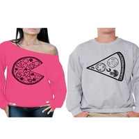 Neugodni stilovi pizze duksevi za parove smiješni odgovarajući pizza parovi džemperi pizza kriška s ramena dukserica