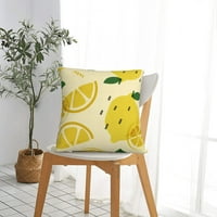 Kvadratna ukrasna jastučnica za jastuke, žuti crtani limunski doodle, navlaka za jastuk za kauč u spavaćoj sobi,