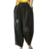 Ženske casual Capri hlače u etničkom stilu s visokim strukom, Oversize, moderne široke Boho hlače, palazzo hlače