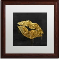 Zaštitni znak likovna umjetnost Zlatne usne Canvas Art by Color Pekara, bijela mat, drveni okvir