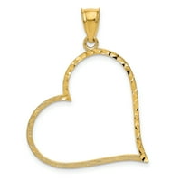 Primalno zlato karatno žuto zlato satenski dijamantni privjesak za srce s lancem konopa kabela