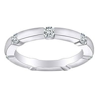 Zaručnički prsten od 0 karatnog bijelog prirodnog dijamanta od 14 karatnog punog bijelog zlata, veličina prstena-6,5
