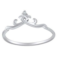 Zaručnički prsten od bijelog prirodnog dijamanta od 0 karata u Krunskom stilu od punog bijelog zlata 14k veličina