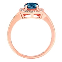 1. dijamant okruglog reza s prirodnim londonskim plavim topazom od ružičastog zlata 14k $ s umetcima prsten od