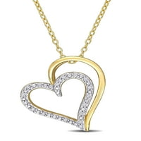 Ogrlica s privjeskom od srca od srebra sa žutim dijamantom u obliku dijamanta u obliku karata