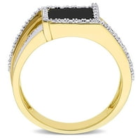 Muški prsten Miabella s crnim dijamantom T. G. W. u karatima i dragulj T. W. u karatima s trga aureolom od žutog