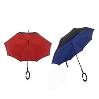 Set odraslih invertiranih kišobrana, vjetroviti obrnuti dvostruki sloj kišobrana s rukama u obliku slova C