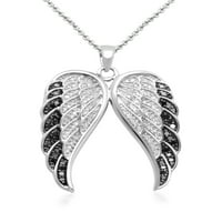 Privjesak od anđeoskog krila od srebra s crno-bijelim dijamantom u karatu, 18